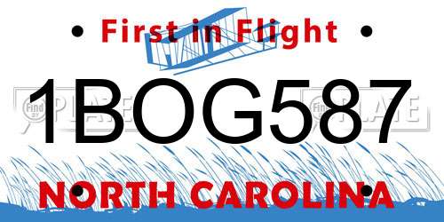 1BOG587 North Carolina License Plate