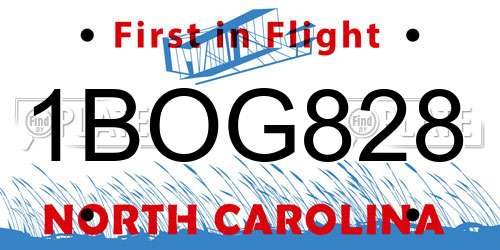 1BOG828 North Carolina License Plate