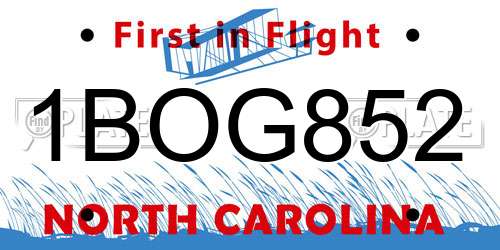 1BOG852 North Carolina License Plate