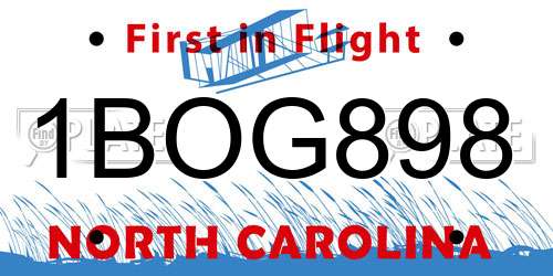 1BOG898 North Carolina License Plate