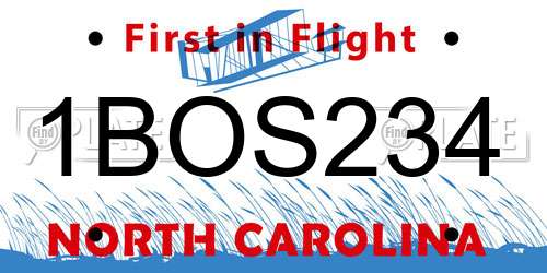 1BOS234 North Carolina License Plate