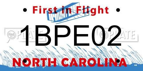 1BPE02 North Carolina License Plate