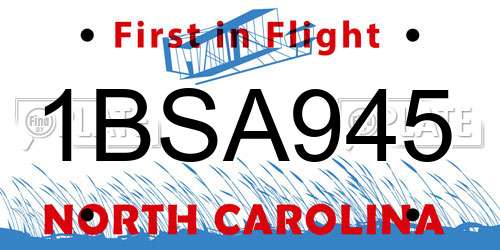 1BSA945 North Carolina License Plate