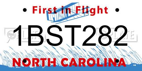 1BST282 North Carolina License Plate