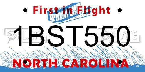 1BST550 North Carolina License Plate