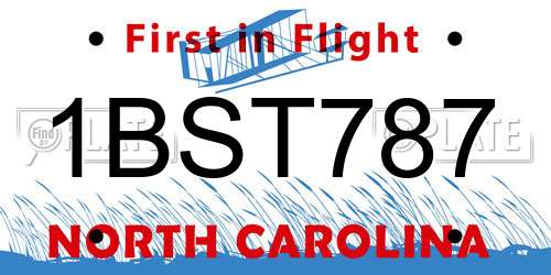 1BST787 North Carolina License Plate