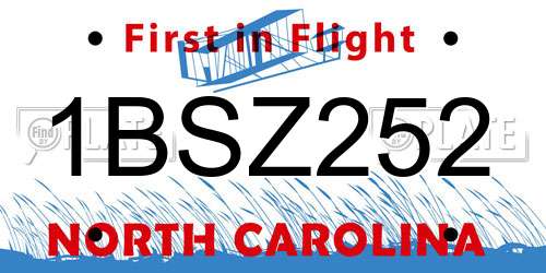 1BSZ252 North Carolina License Plate