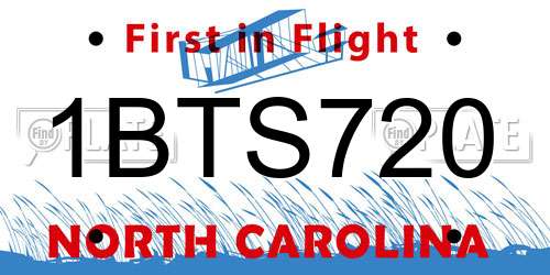 1BTS720 North Carolina License Plate