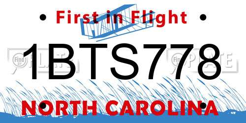 1BTS778 North Carolina License Plate