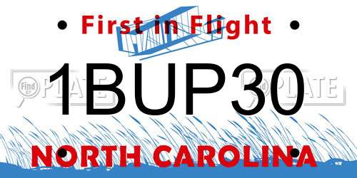 1BUP30 North Carolina License Plate