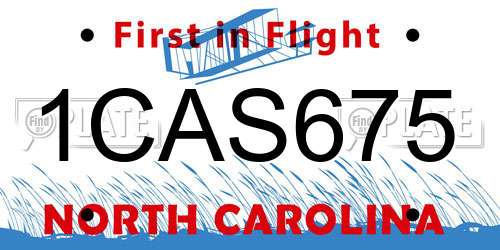 1CAS675 North Carolina License Plate