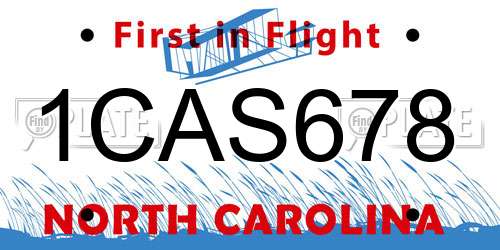 1CAS678 North Carolina License Plate
