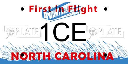 1CE North Carolina License Plate