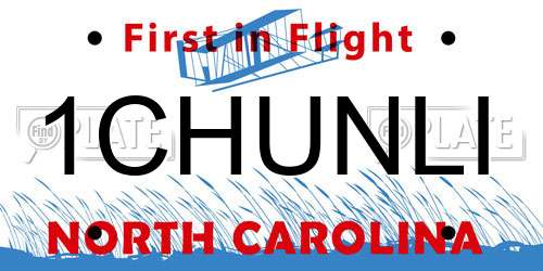 1CHUNLI North Carolina License Plate