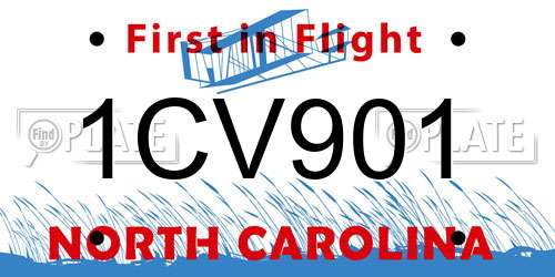 1CV901 North Carolina License Plate