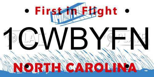 1CWBYFN North Carolina License Plate