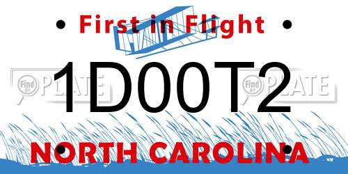 1D00T2 North Carolina License Plate