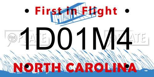 1D01M4 North Carolina License Plate