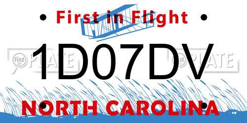 1D07DV North Carolina License Plate