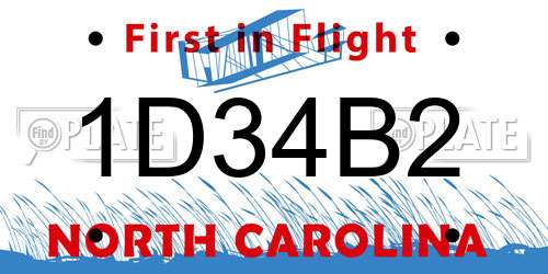 1D34B2 North Carolina License Plate