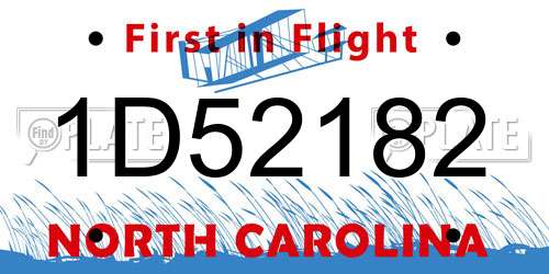 1D52182 North Carolina License Plate