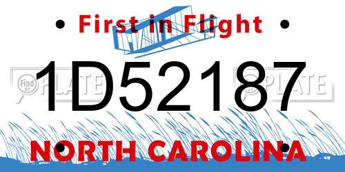1D52187 North Carolina License Plate