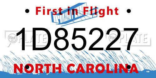 1D85227 North Carolina License Plate