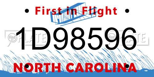 1D98596 North Carolina License Plate