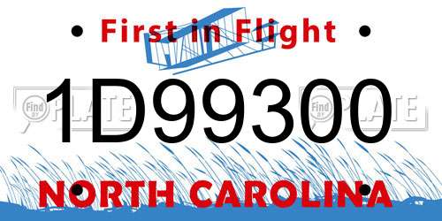1D99300 North Carolina License Plate