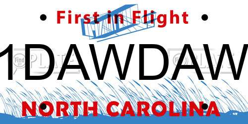 1DAWDAW North Carolina License Plate