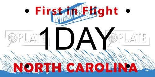 1DAY North Carolina License Plate