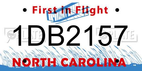 1DB2157 North Carolina License Plate