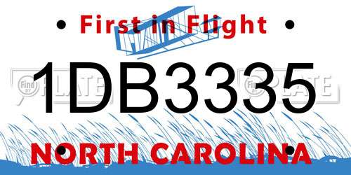 1DB3335 North Carolina License Plate