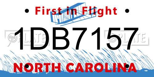1DB7157 North Carolina License Plate