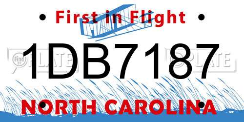 1DB7187 North Carolina License Plate