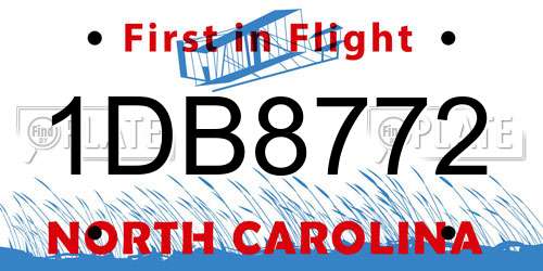1DB8772 North Carolina License Plate