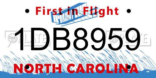 1DB8959 North Carolina License Plate