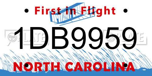1DB9959 North Carolina License Plate