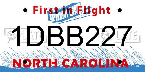 1DBB227 North Carolina License Plate