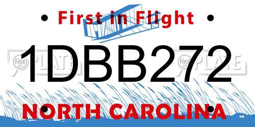 1DBB272 North Carolina License Plate