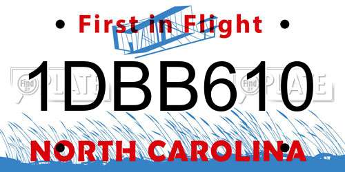 1DBB610 North Carolina License Plate