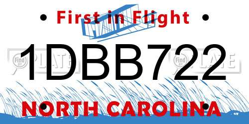 1DBB722 North Carolina License Plate