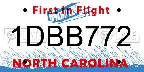 1DBB772 North Carolina License Plate