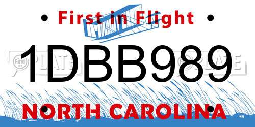 1DBB989 North Carolina License Plate