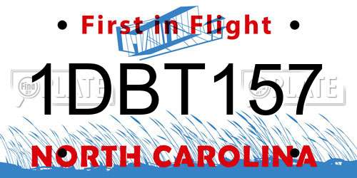 1DBT157 North Carolina License Plate
