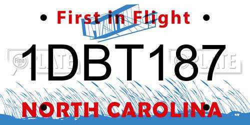 1DBT187 North Carolina License Plate