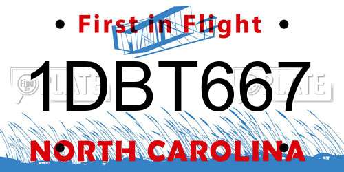 1DBT667 North Carolina License Plate