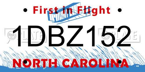 1DBZ152 North Carolina License Plate