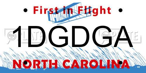 1DGDGA North Carolina License Plate