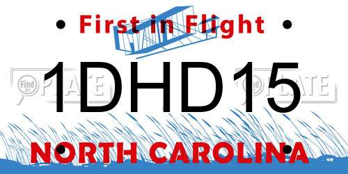1DHD15 North Carolina License Plate